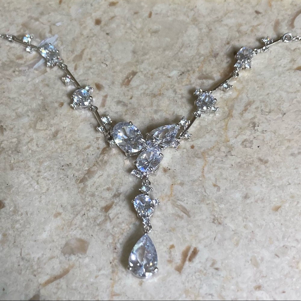 SWAROVSKI Gorgeous Pear Drop Crystal, Silver Plated, Statement Necklace
